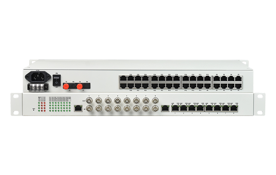 飛暢科技-32路電話+8E1+8FE物理隔離（1+1光備份，19英寸）電話光端機(jī)